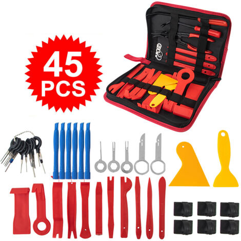 Kit d'outils de 45 pièces pour l'installation et la modification d'autoradios, unité intégrée au panneau DVD, outil de démontage des panneaux de porte intérieurs