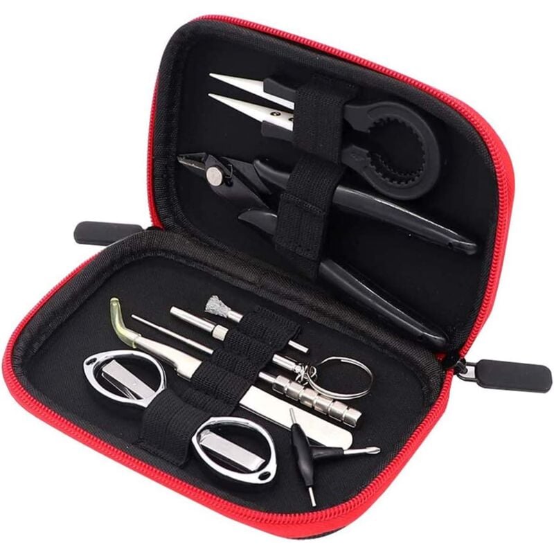 Kit d'outils de Bricolage, 9 en 1 Professional Outils Brucelles Coil Jig Kit DIY Tool Accessoires, Étui Sac Mini d'Outils Bricolage Set