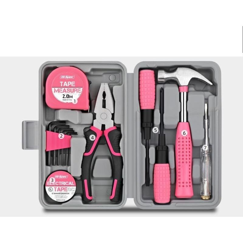 Kit d'outils de bricolage ménagers pour femmes, mise à jour du coupe-fil de , petite boîte à outils de démarrage de base pour femme pour la maison et
