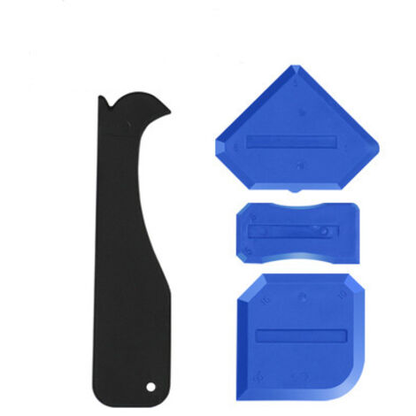 Kit d'outils de calfeutrage - 4 pièces - Outil de finition pour joints en silicone - Grattoir pour joints (bleu)
