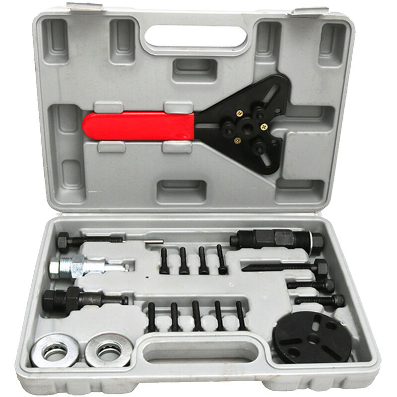 Kit d'outils de clé à double usage avec boîte en plastique pour compresseur d'air de voiture Outil de réparation de climatiseur de voiture, 20 PCS