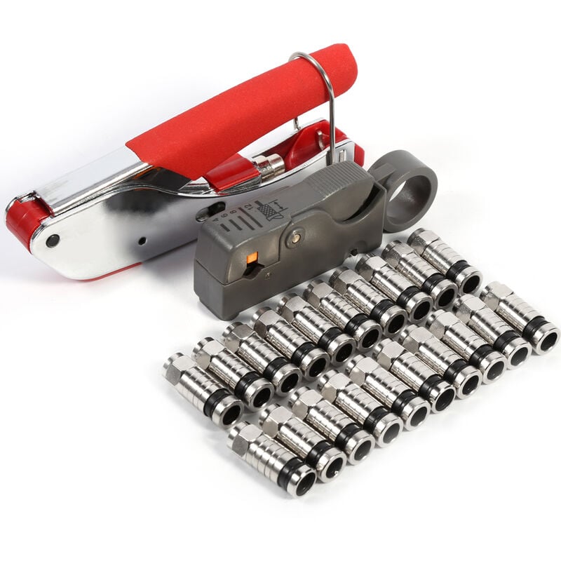 YB - tonysa Kit d'outils de compression Type f pour connecteurs RG58 RG59 RG6 Ensemble de sertissage coaxial pour dénudeur de cble