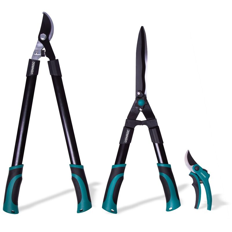 Vonroc - Kit d'outils de coupe-branches – 3 pièces – Élagueur, cisaille et sécateur