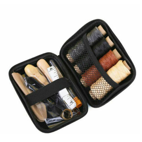 Kit d'outils de couture en cuir 28 pieces poinçons de a coudre aiguilles a coudre fil cire, modele: 28 pieces