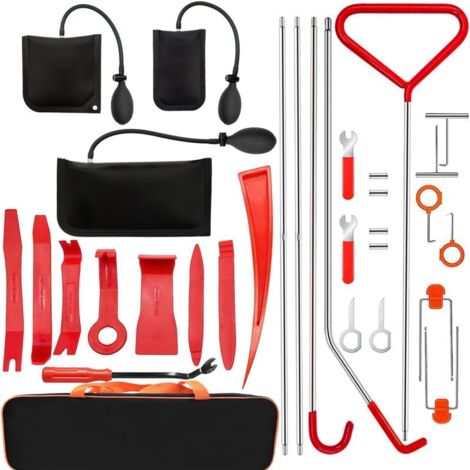 Kit d'outils de débosselage automobile, tiges de poussée en acier inoxydable avec leviers et cales de démontage intérieur, outils d'entretien pour le débosselage sans peinture de la carrosserie des po