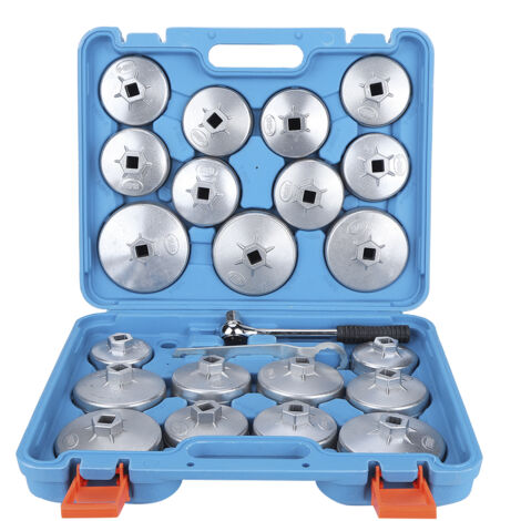 Kit d'outils de démontage d'adaptateur de prise de retrait de clé de filtre à huile de Type tasse avec clé 23 pièces