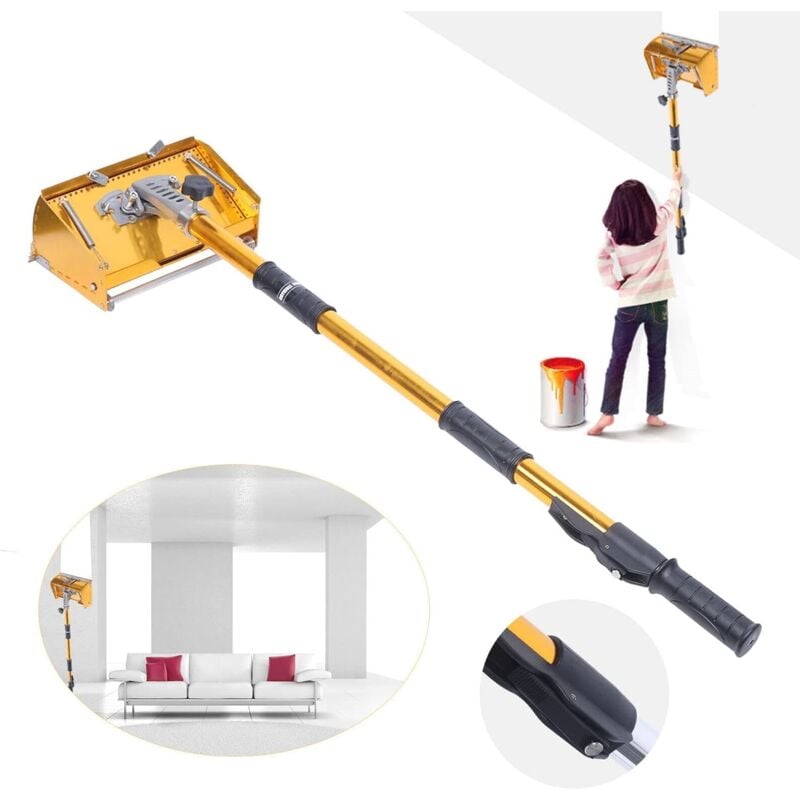 Kit d'outils de finition à plat pour cloison sèche de 20 cm - Avec poignée réglable - Avec interrupteur télescopique rapide de 102 à 150 cm - Poignée