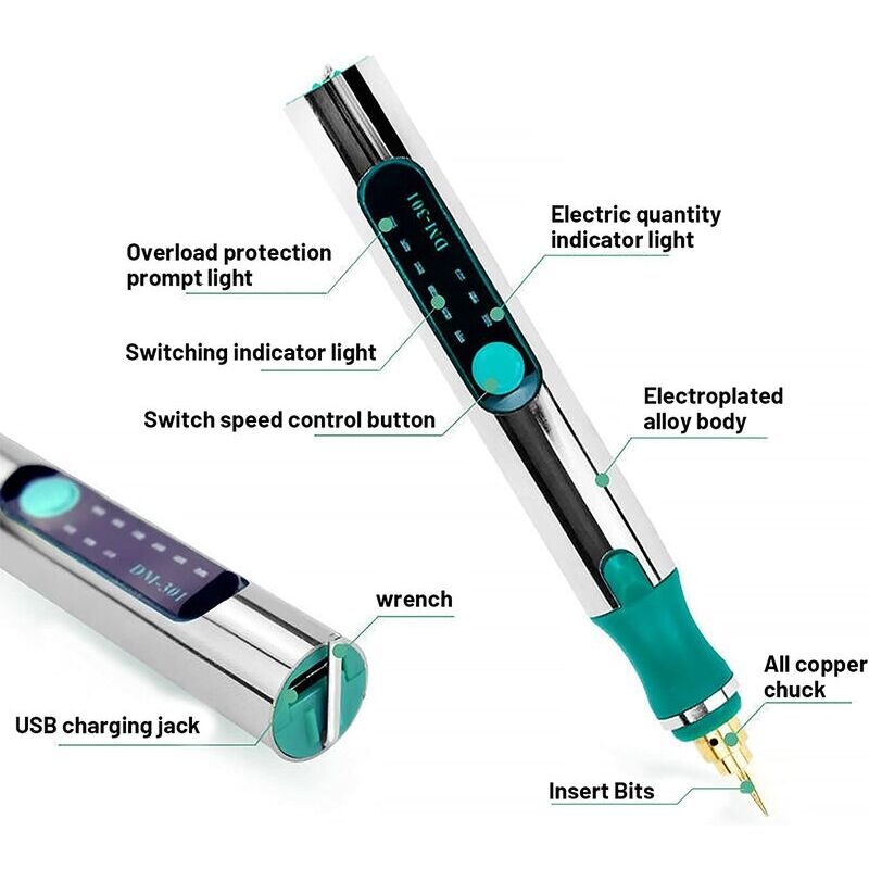 Kit d'outils de gravure, Betterlife Mini stylo de gravure rechargeable USB, graveur sur bois sans fil, outil de gravure bricolage pour bijoux, verre,