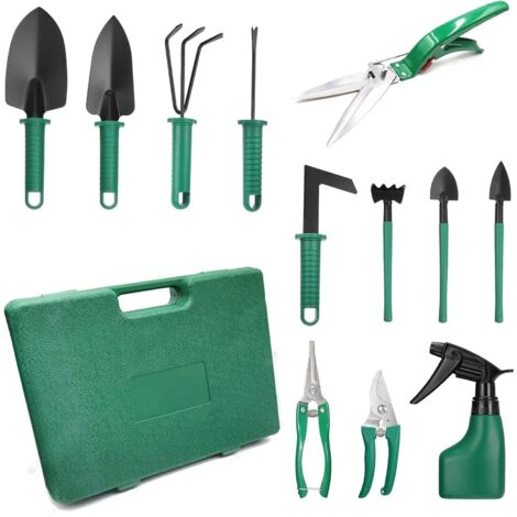 Kit d'outils de Jardin 12 Pièces, Outils de Jardin en Acier Inoxydable avec Boîte de Rangement, Set de Jardinage avec Mallette, Kit de Plantation de Outils à Main