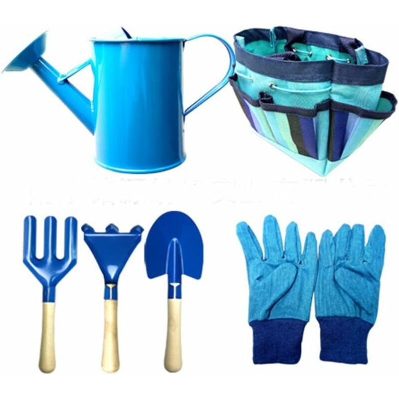 Memkey - Kit d'outils de Jardin pour Enfants Ensemble de Jardin d'extérieur pour Enfants Outillage de Jardin pour Enfants (Bleu)