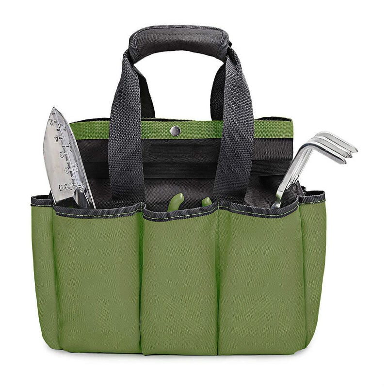 Kit d'outils de jardin, sac de rangement fourre-tout de jardin avec 8 poches, sac de rangement de jardinage intérieur et extérieur, support de kit
