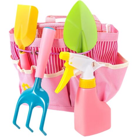 Kit d'outils de jardinage pour enfants – Râteau, pelle et accessoires pour le jardin et la plage – 5 pièces en 1 set  Fournitures de jardinage  1 arrosoir, 1 pelle carrée, 1 pelle pointue, 1 râteau