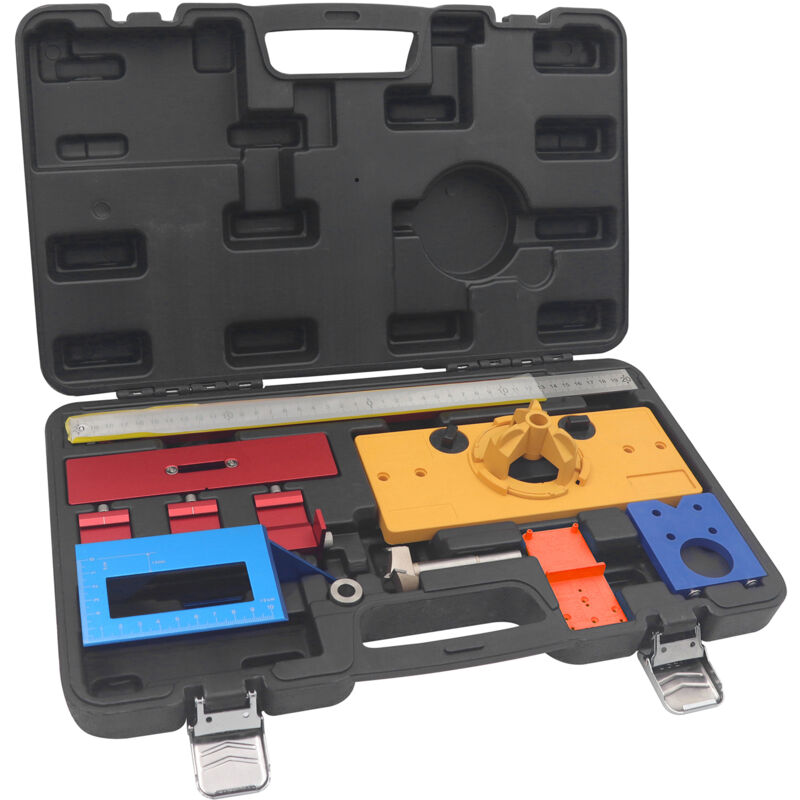Lifcausal - Kit d'outils de menuiserie multifonctionnel, gabarit de charnière, ouvre-trous, règle droite, localisateur d'installation de porte et