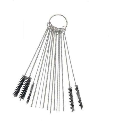 Kit d'outils de nettoyage de jet de saleté de carbone de carburateur 10x aiguilles de nettoyage avec 5x brosses