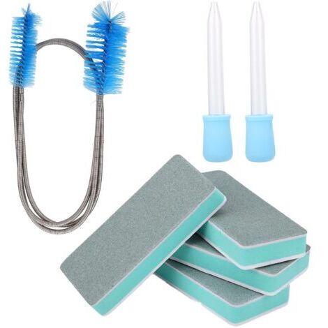 Kit D'outils de Nettoyage pour Aquarium, Comprenant 4 Éponges Récurer 2 Brosses de Nettoyage à Ventouses et Une Brosse Pompe à Eau pour et L'entretien L'aquarium