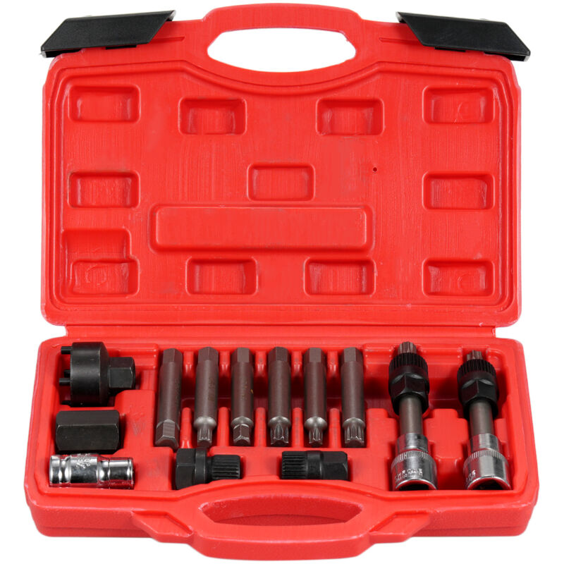 Lifcausal - Kit d'outils de poulie d'alternateur 13 pièces, extracteur de poulie de roue libre d'alternateur, ensemble d'outils automatiques de