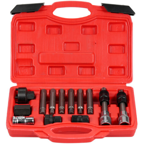 Kit d'outils de poulie d'alternateur 13 pièces, extracteur de poulie de roue libre d'alternateur, ensemble d'outils automatiques de moteur, kit d'outils d'insertion de douilles avec étui de rangement