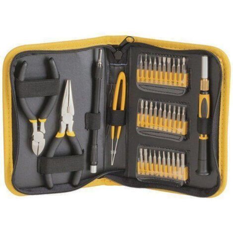 Kit d'outils de précision multifonctions 35 pièces avec pince coupante diagonale et étui de rangement zippé en vinyle