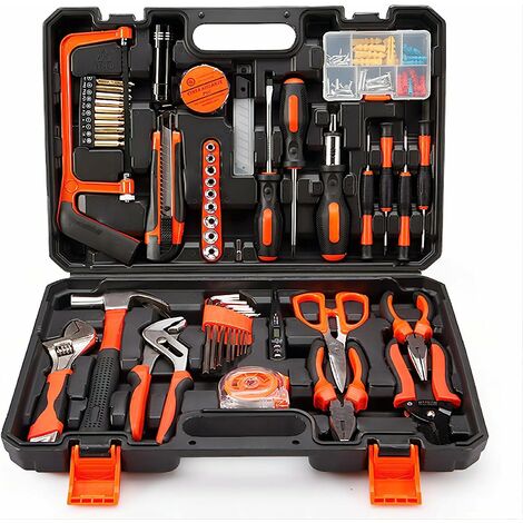 Kit d'outils de réparation à domicile 102 pièces, boîte à outils universelle Premium, réparation quotidienne, entretien et bricolage avec étui de rangement