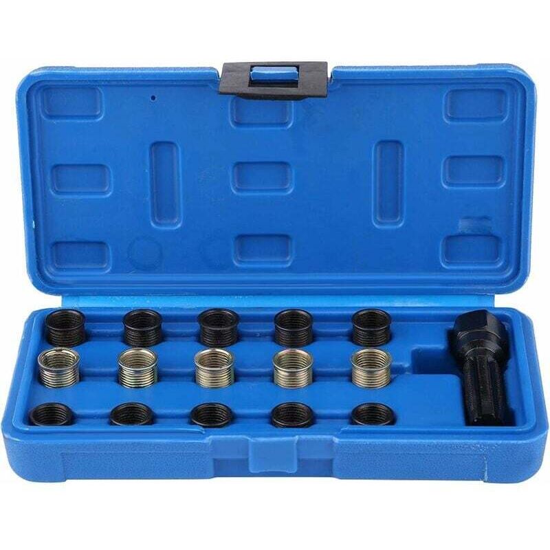 Linghhang - Kit d'outils de réparation de Filetage de Bougie d'allumage 16Pcs 14mm x 1.25 M16 Tap avec étui Portablespark Plug helicoil kit Spark