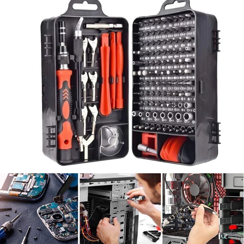 SNQ - Kit d'outils de réparation de mini tournevis magnétique de précision 135 en 1, facile à transporter, adapté à la réparation de smartphones,