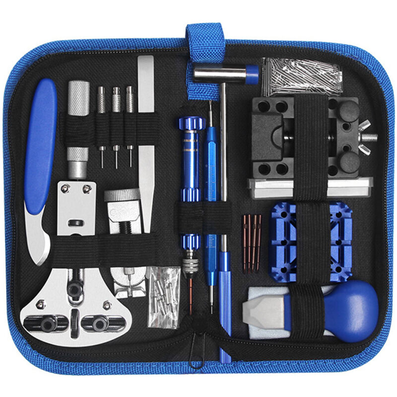 Lifcausal - Kit d'outils de réparation de montres 185 pièces Kit d'entretien de montres Ouvre-boîtier arrière de montres Outil de changement de pile