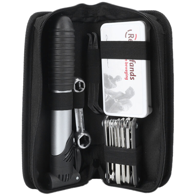 Kit d'outils de réparation de pneus de pompe à vélo multifonctionnelle 16 en 1 avec sac de rangement