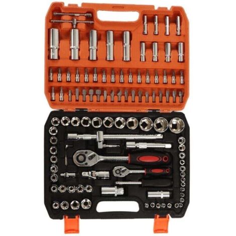 Kit d'outils de réparation mécanique 108 pièces, douilles à chocs, clés à cliquet et hexagonales, embouts de tournevis