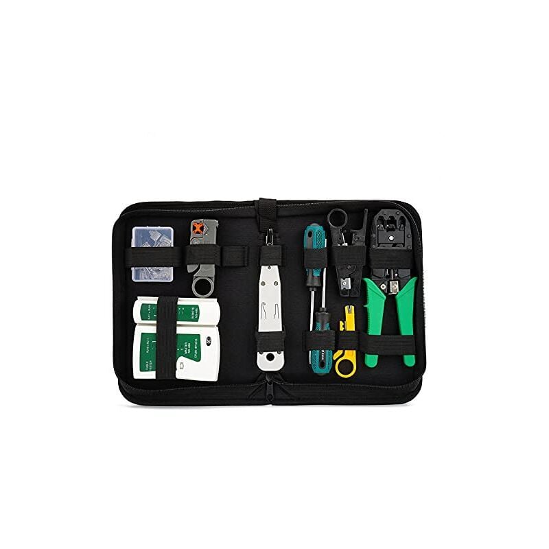 SNQ - Kit d'outils de réparation réseau, outil de sertissage, testeur de câble, connecteurs, pince à sertir d'Outil Approprié au Bricolage ordinateur