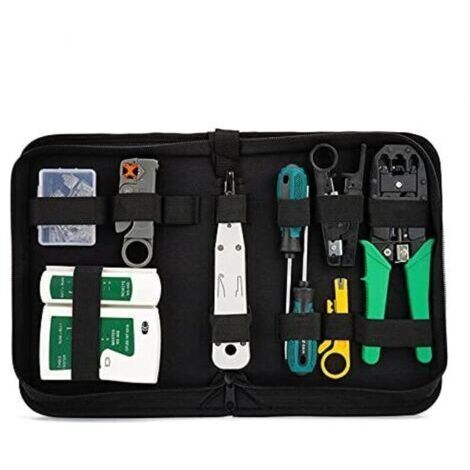 Kit d'outils de réparation réseau, outil de sertissage, testeur de câble, connecteurs, pince à sertir d'Outil Approprié au Bricolage ordinateur pour RJ45 RJ11 Cat5e Cat 6 Testeur de câble