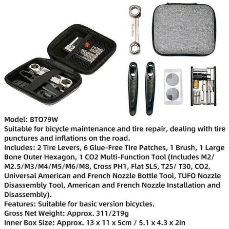 Kit d'outils de réparation vélo portable, multifonction, pour entretien de base des bicyclettes et VTT.