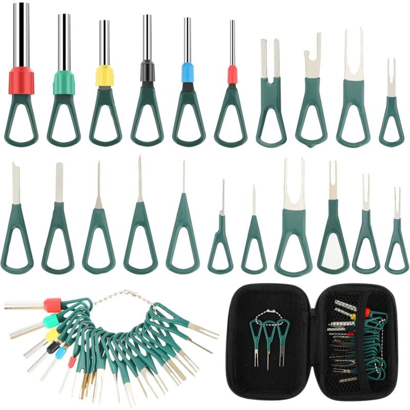 Image of XVX - Kit d'outils de retrait de borne automobile, adapté à la plupart des connecteurs, appareils ménagers, argent