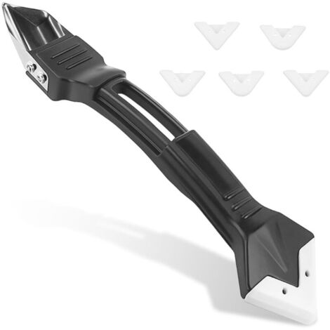 Kit d'outils de retrait de silicone 5 en 1, outil professionnel de calfeutrage en silicone, grattoir de nettoyage polyvalent réutilisable, facile et efficace, pour salles de bains, cuisines, sols