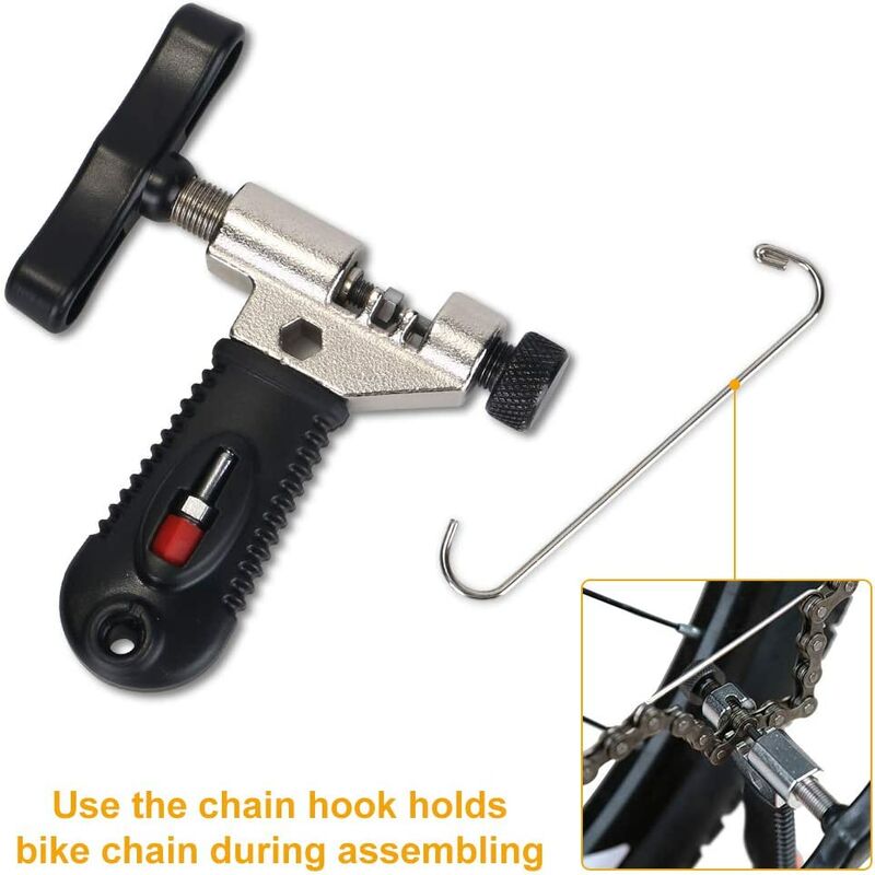 Kit d'outils de réparation de chaîne de vélo, dissolvant de pince de chaîne principale de vélo et coupe-séparateur de brise-chaîne et vérificateur