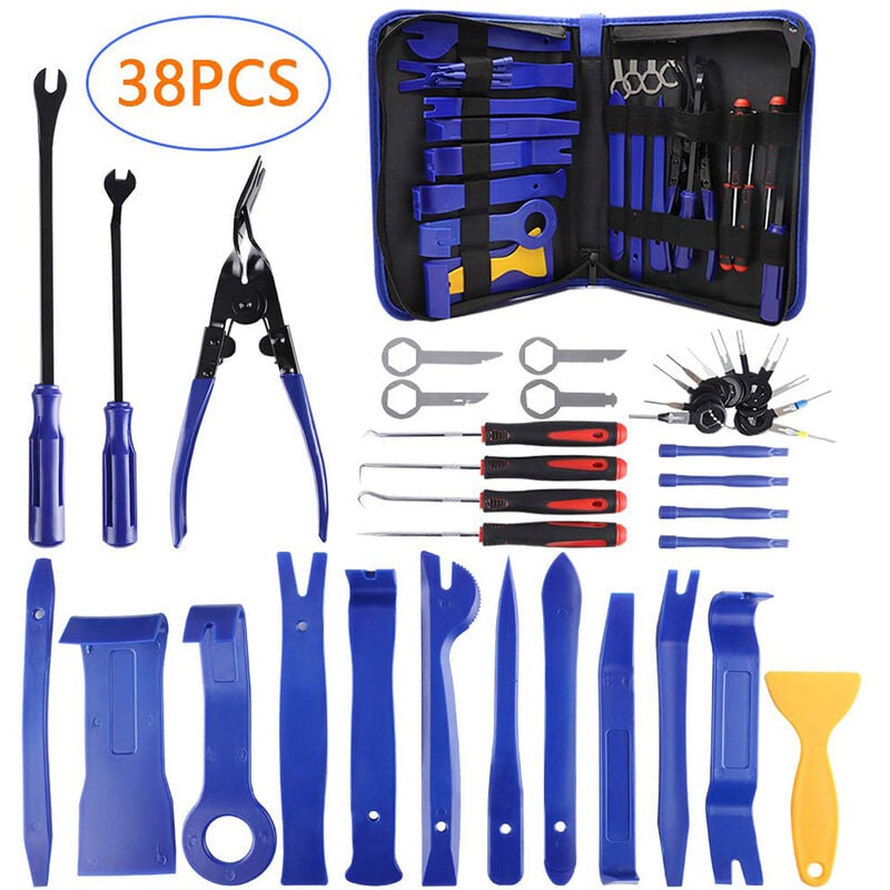 Qersta - Kit d'outils de réparation d'intérieur de voiture, mécanique Portable, Auto, démontage d'installation, outils de levier
