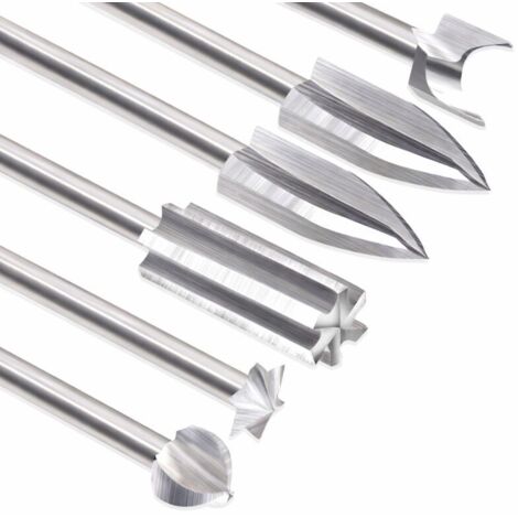 Kit D'outils de Sculpture sur Bois pour Outil Rotatif, 6 Gravure Accessoires pour Le Travail du Bois Avec une Tige de 1/8 pouce pour L'artisanat, Le Perçage et La Micro-sculpture