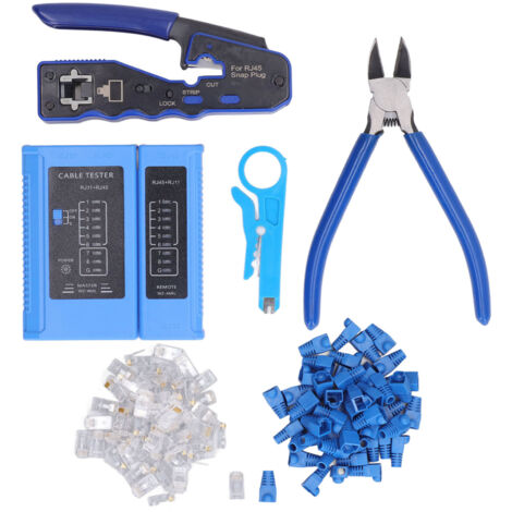 Kit d'outils de sertissage RJ45, connecteurs modulaires 8P8C, pince à dénuder le fil, sertissage multifonctionnel pour Cat5e Cat6 Cat6a