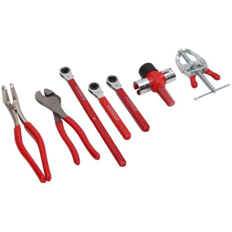 Kit d'outils de service batterie 7 pièces avec pince à bornes, clé, brosse et extracteur pour entretien automobile