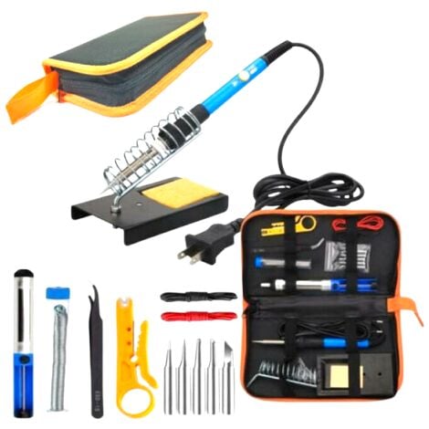Kit d'outils de soudage électronique 15 pièces protection d'outil de fer à souder 220 V 60 W, Fer à souder et dessouder électrique