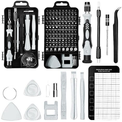 Kit d'outils de tournevis de précision gris 122 en 1 pour l'électronique et le bricolage