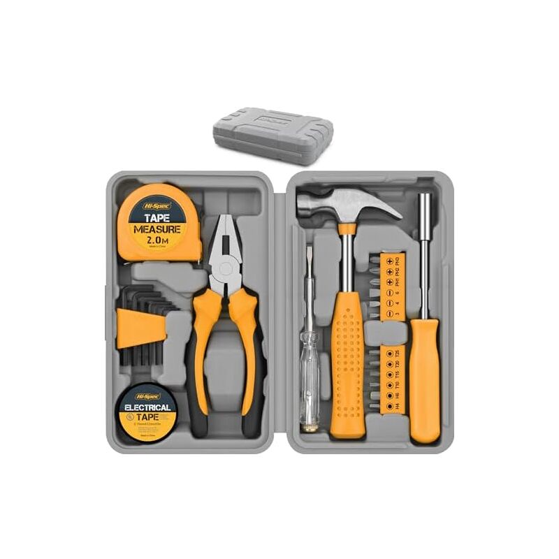 Kit d'Outils DIY 24pc Jaune. Petite Boîte à Outils Idéale pour Débutants, pour la Maison & le Bureau