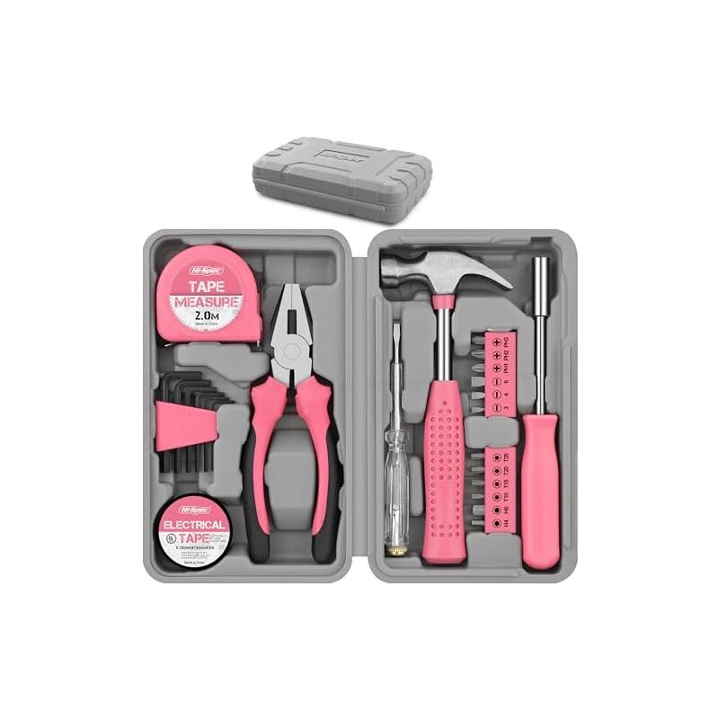 Kit d'Outils DIY 24pc Rose pour Femmes. Petite Boîte à Outils Idéale pour Débutantes, pour la Maison & le Bureau