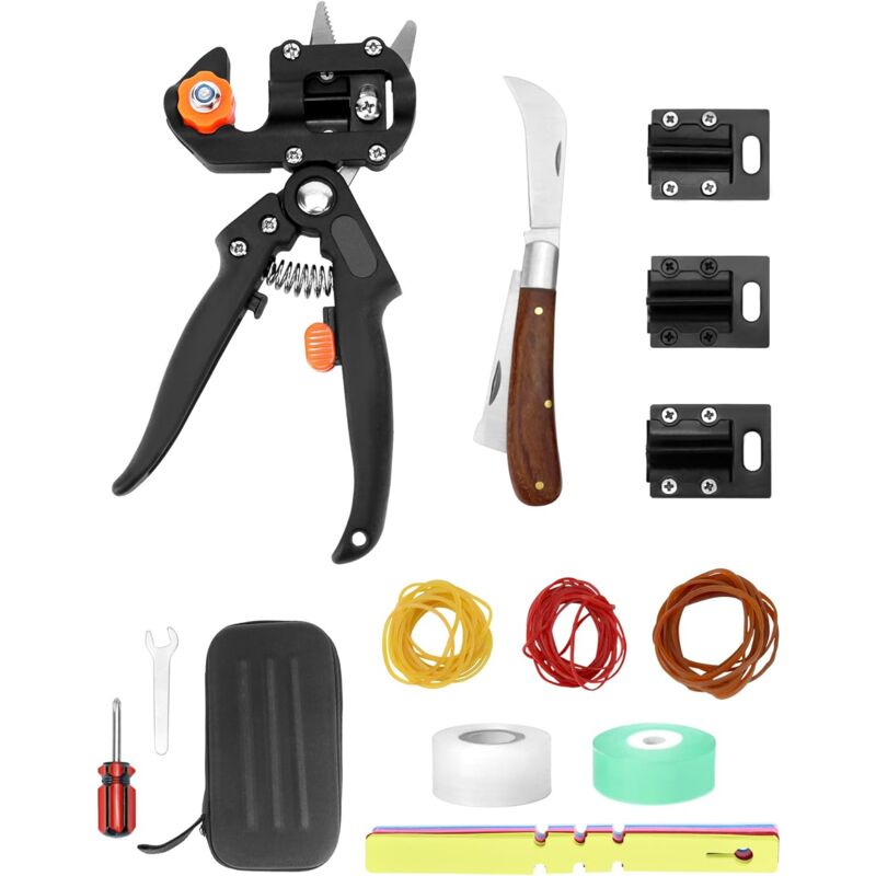 Kit d'outils greffoir, Couteau de greffage et Ciseaux de greffage avec 3 Lames interchangeables et Autres Accessoires