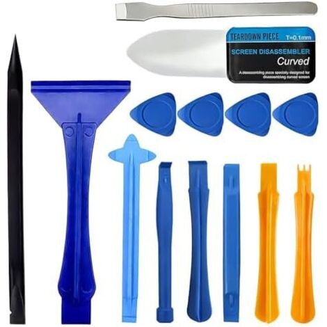 Kit D’Outils Multifonction 14 Pièces pour Réparation Téléphone et Smartphone, Démontage Tablette, Console Électronique, Spatules Métal Ultra Fines Leviers Plastique Anti-Rayures -