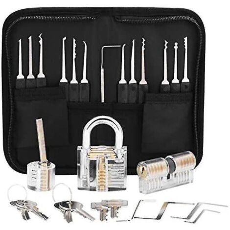 Kit d'outils multifonctionnels pour la réparation de serrures, kit de crochetage professionnel (noir)
