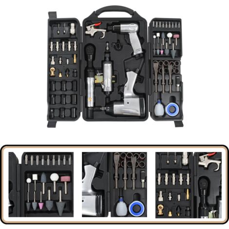 Kit d'outils pneumatiques 70 pcs - Ensemble D'outils Pneumatiques - Outils Pneumatiques Professionnels - Kit D'outillage Pneumatique - Meuleuse Pneumatique - Clé À Chocs Pneumatique