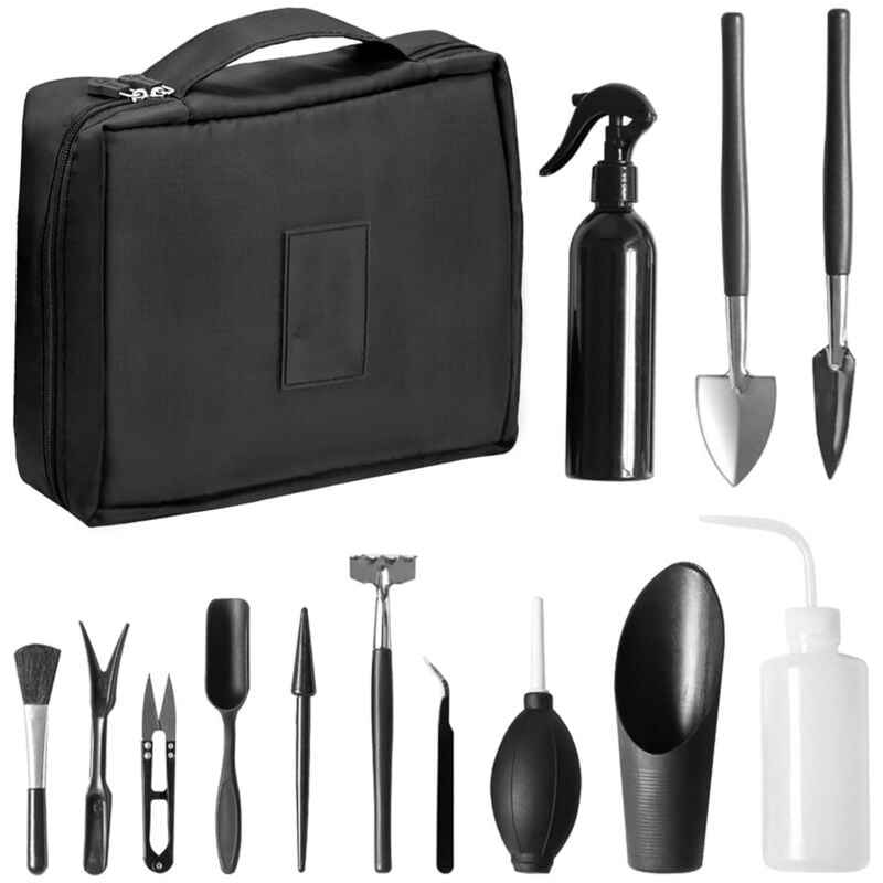 Csparkv - Lot de 13 Kit d'outils pour Bonsai, Mini Outils de Jardinage pour Les Plantes d'intérieur, Outils en Acier Carbone pour Plantes Succulentes