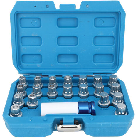 Kit d'outils pour enlever les écrous de roue, avec adaptateur d'entraînement 1/2 pouces, en acier chromé 36 1 300 pour R50 R52 R53, 21 pièces