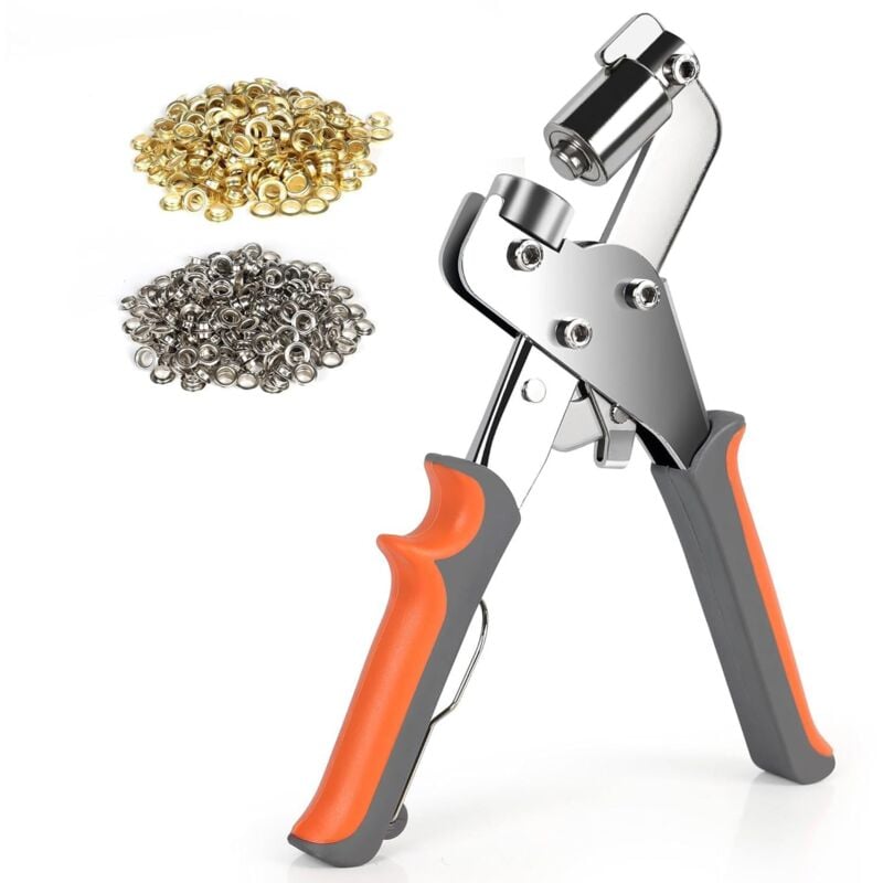 Treetalk - Kit d'outils pour œillets, 10 mm, pince à œillets en métal, outil de perforation, pvc, avec 300 œillets en aluminium