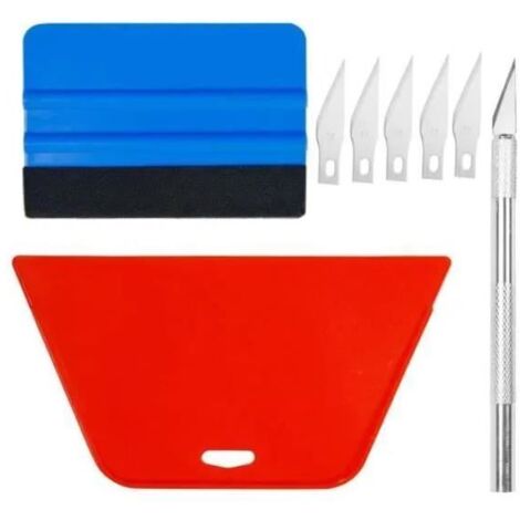 Kit d'outils pour pose de film adhésif - Raclette pour Papier peint, Fenêtre Voiture, Carrelage Vinyle - Blanc